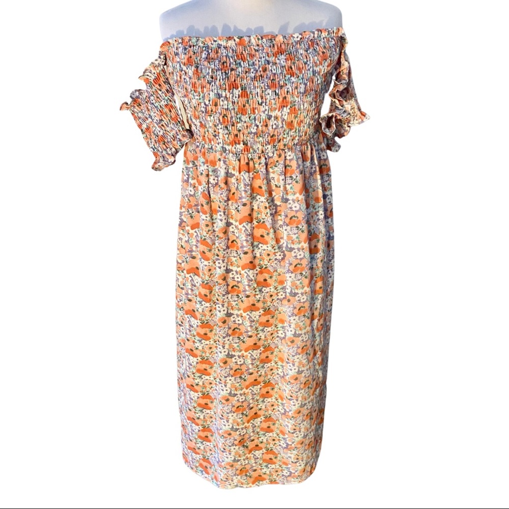 Pink Lily Floral Midi Pink Maternity/Post Maternity Dress - Picture 4 of 11